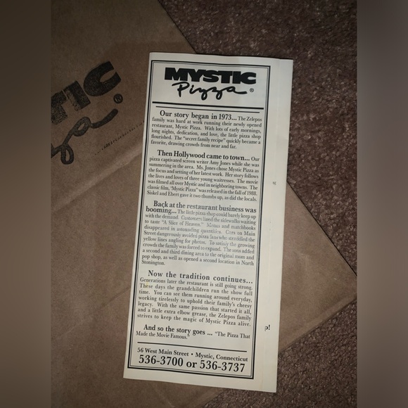 Mystic Pizza bag and menu. 🍕 - Picture 3 of 4